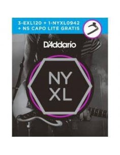 D'addario 3 Juegos Exl120 + Ny0942 + Cejilla Ns Capo Lite