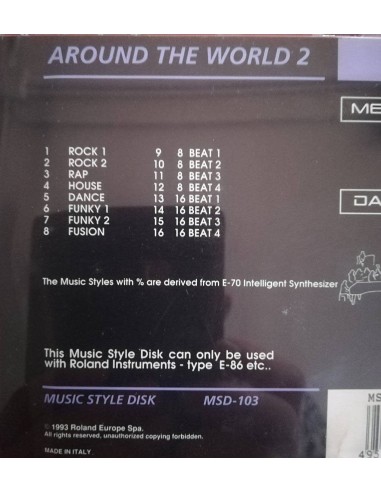 Diskette Estilos Roland Msd-103. Serie E
